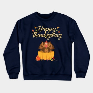 Happy Thanksgiving Funny Turkey Crewneck Sweatshirt